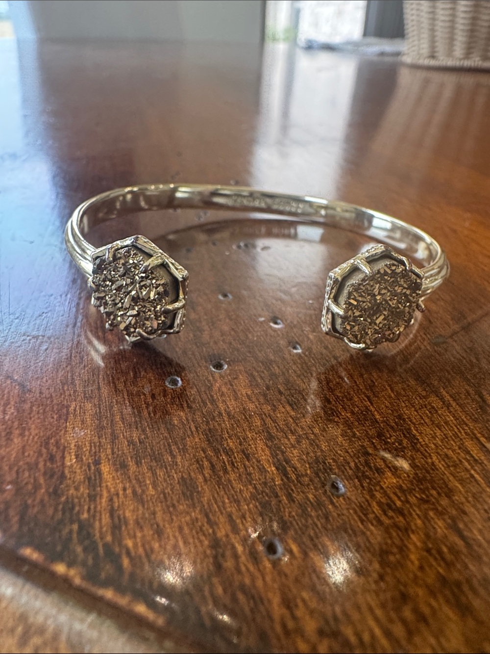 God-Tone Druzy Open Cuff Bracelet - Sparkling Neutral